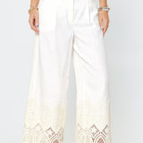 High Waist Wide Leg Pant with Crochet Detail