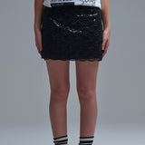 Scalloped Sequin Mini Skirt