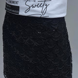 Scalloped Sequin Mini Skirt