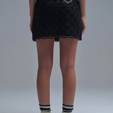 Scalloped Sequin Mini Skirt