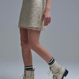 Scalloped Sequin Mini Skirt