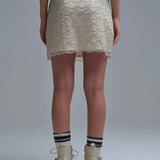 Scalloped Sequin Mini Skirt