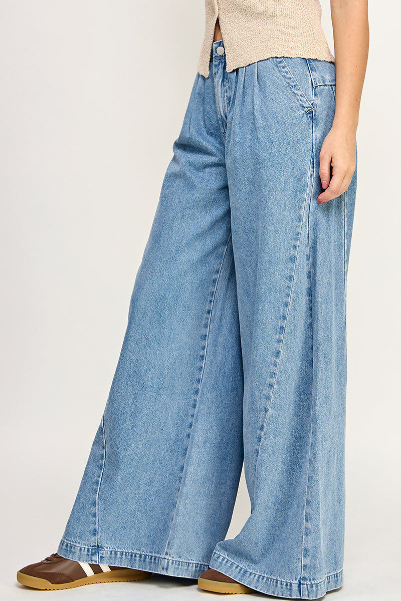 Super Wide Leg Soft Denim Pant - Denim, Women's Pants Collection