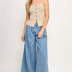 Super Wide Leg Soft Denim Pant - Denim, Women's Pants Collection