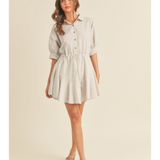 Striped Pattern Buttondown Shirt Dress