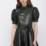Floral Eyelet Puff Sleeve Dress