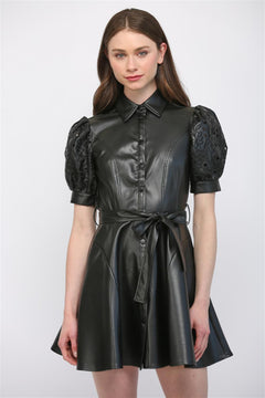 Floral Eyelet Puff Sleeve Dress