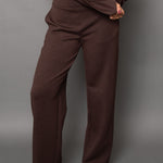 Soft Knit Pull On Straight Pant - brown, womens pants/matching set collection