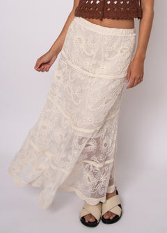 Swirl Embroidery Mesh Overlay Skirt