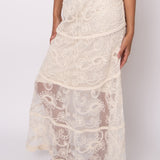 Swirl Embroidery Mesh Overlay Skirt