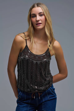Vintage Embroidered Sequin Cami Top