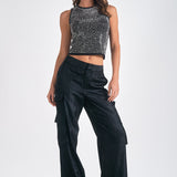 Rhinestone Studded Tank Top - black, womens tank top collection