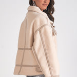 Fleece Oversized Bomber Jacket - white, womens jacket collection