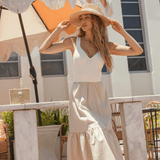 Sleeveless Mixed Fabric Maxi Dress