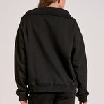 Quarter Zip Collared Sweatshirt - Black, Women's Tops Collection