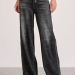 Grey Wash Wide Leg Jean With Elastic Waistband - Grey, Women's Jeans Collection