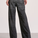 Grey Wash Wide Leg Jean With Elastic Waistband - Grey, Women's Jeans Collection