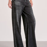 Grey Wash Wide Leg Jean With Elastic Waistband - Grey, Women's Jeans Collection