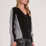 Stripe Blouse Cardigan - black/grey, womens cardigan collection