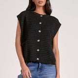 Sleeveless Button Up Sweater