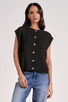 Sleeveless Button Up Sweater
