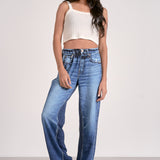 Wide Leg Jean With Elastic Waistband =- Denim Wash, Women's Pants Collection