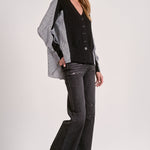 Stripe Blouse Cardigan - black/grey, womens cardigan collection