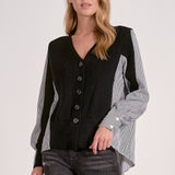 Stripe Blouse Cardigan - black/grey, womens cardigan collection