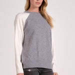 Two Tone Crewneck Sweater - grey/white, womens sweater collection