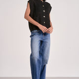 Sleeveless Button Up Sweater