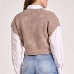 Crop Sweater Vest - Taupe, Women's Tops Collection