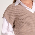 Crop Sweater Vest - Taupe, Women's Tops Collection