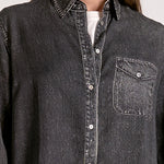 Denim Button Down - Grey, Women's Tops Collection