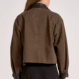 Bomber Jacket With Leather Trim on Collar