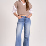 Crop Sweater Vest - Taupe, Women's Tops Collection