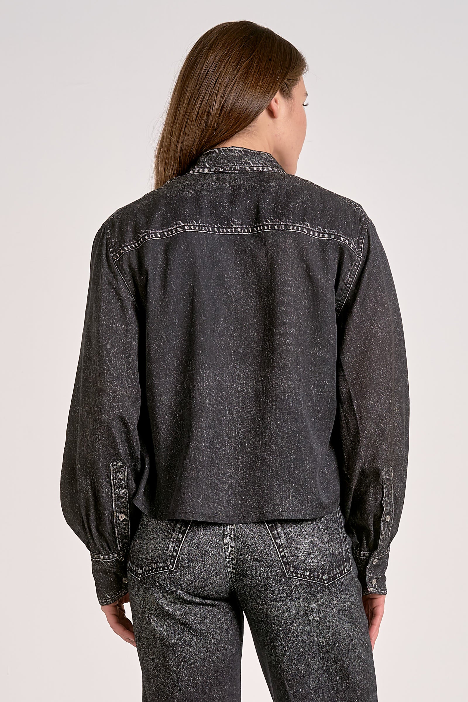 Denim Button Down - Grey, Women's Tops Collection