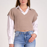 Crop Sweater Vest - Taupe, Women's Tops Collection