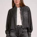 Denim Button Down - Grey, Women's Tops Collection