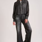 Denim Button Down - Grey, Women's Tops Collection