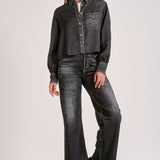 Denim Button Down - Grey, Women's Tops Collection
