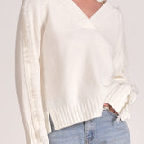 Relaxed V Neck Sweater - white, womens sweater collection