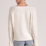 Relaxed V Neck Sweater - white, womens sweater collection