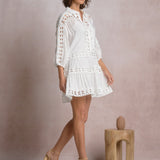 3/4 Sleeve Crochet Trim Dress