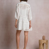 3/4 Sleeve Crochet Trim Dress