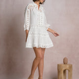 3/4 Sleeve Crochet Trim Dress