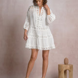 3/4 Sleeve Crochet Trim Dress