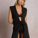 Sleeveless Front Tie Cover Up