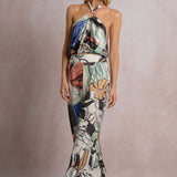 Floral Printed Halter Top With Ring