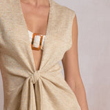 Sleeveless Front Tie Cover Up