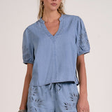 Short Sleeve V Neck Top